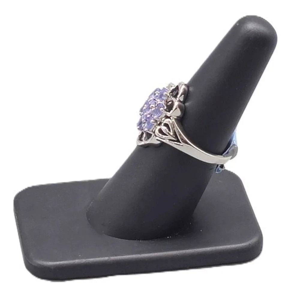 .925 SILVER TANZANITE CLUSTER FLORAL RING SIZE 7.25 3.9G (GNH022781)